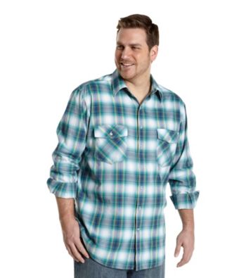 True Nation™ Men's Big & Tall Blue Long Sleeve Western Ombre Plaid Shirt