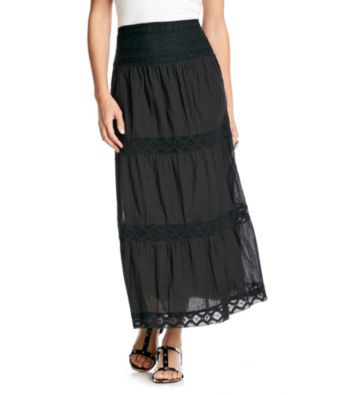Studio West Stretch Crochet Waistband Long Skirt