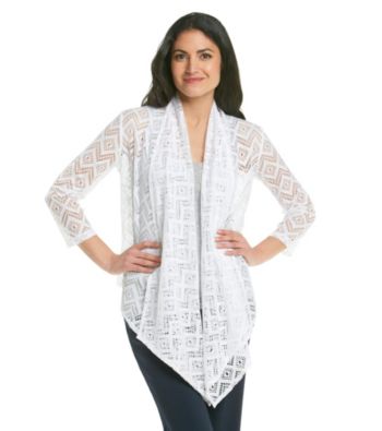 Ruby Rd.® Shawl Collar Zig Zag Crochet Lace Cardigan