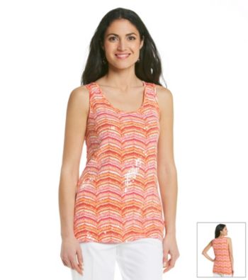 Ruby Rd.® Sequined Printed Tank Top