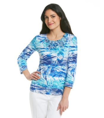 Ruby Rd.® Soutache Allover Print Top