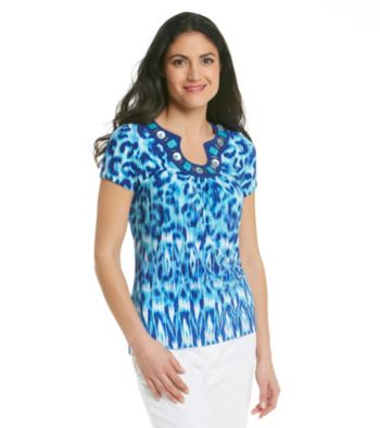 Ruby Rd.® Open Keyhole Allover Print Top