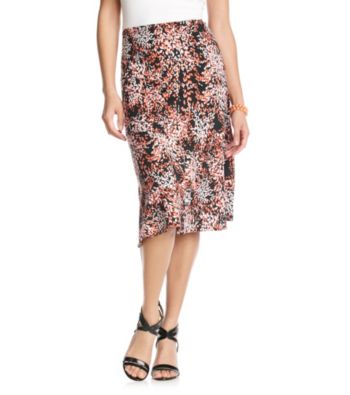 Notations® Allover Print Asymmetrical Skirt
