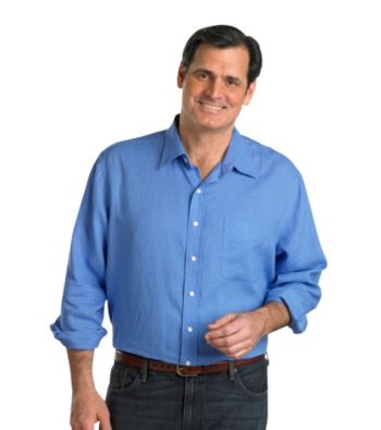 Oak Hill® Men's Big & Tall Periwinkle Long Sleeve Solid Linen Shirt
