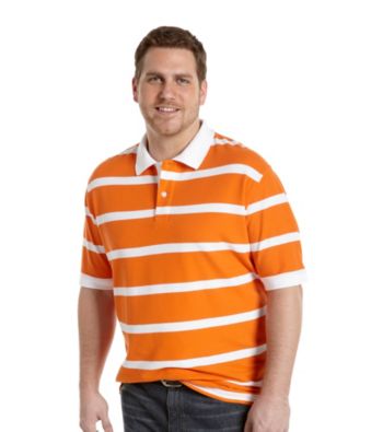 Harbor Bay® Men's Big & Tall Orange/White Short Sleeve Stripe Pique Polo
