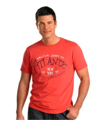 Nautica Jeans Co. Men's Big & Tall Red Short Sleeve Crewneck 