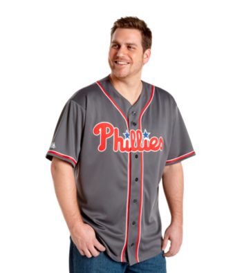 Majestic Men's Big & Tall MLB Gray Phillies Fashion Replica Jersey