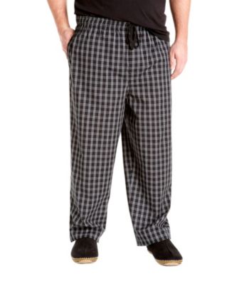 Harbor Bay® Men's Big & Tall Black Grid Woven Lounge Pant
