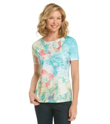 Breckenridge® Floral Print Lace Sublimation Tee