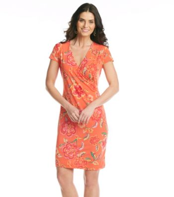 Jones New York Signature® Orange Floral Faux Wrap Dress
