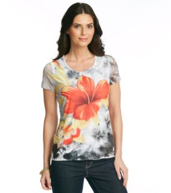 Laura Ashley® Hibiscus Floral Mesh Sublimation Tee