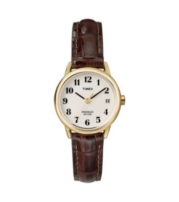 Timex® Women's Easy-To-Read Dial with Brown Leather Strap