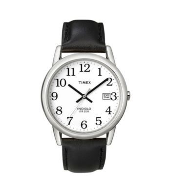 Timex® Men's Easy-To-Read Dial with Black Leather Strap