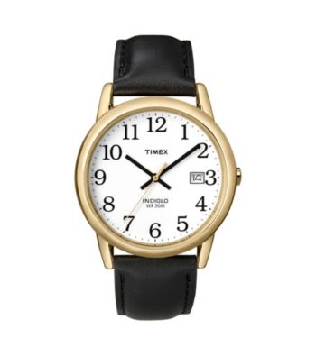 Timex® Men's Easy-To-Read Dial with Black Leather Strap