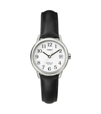 Timex® Women's Easy-To-Read Dial with Black Leather Strap