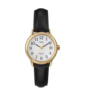 Timex® Women's Easy-To-Read Dial with Black Leather Strap