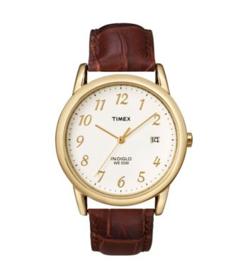Timex® Men's Easy-To-Read Dial with Brown Leather Strap