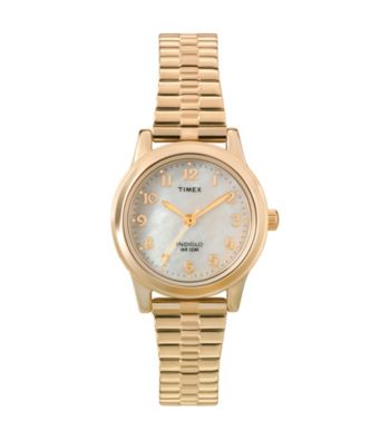 Timex® Women's Mother-Of-Pearl Dial, Gold-Tone Expansion Band