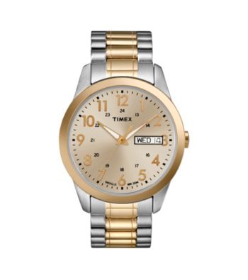 Timex® Men's Champagne Dial with Day/Date, Two-Tone Expansion Band