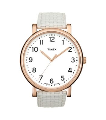 Timex® Women's Originals with White Classic Round Dial and White Woven Pattern Strap