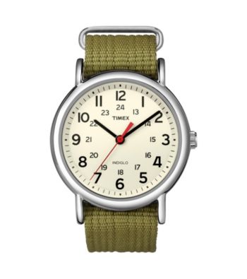 Timex® Men's Weekender Full-Size Olive Slip-Through Strap