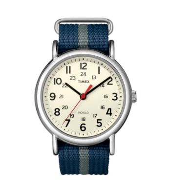 Timex® Men's Weekender Full-Size Blue/Gray Slip-Through Strap