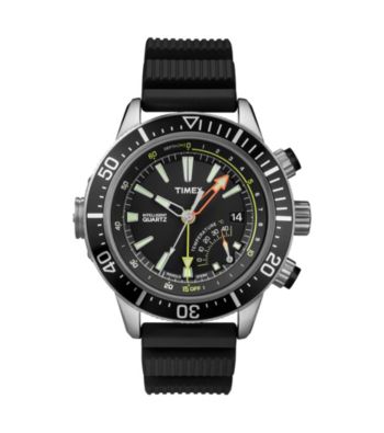 Timex® Men's Intelligent Quartz Adventure Series Depth Guage with Black Dial and Black Resin Strap