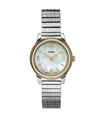 Timex® Women's Mother-Of-Pearl Dial, Two-Tone Expansion Band