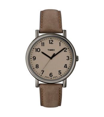 Timex® Men's Originals with Taupe Classic Round Dial and Brown Leather Strap