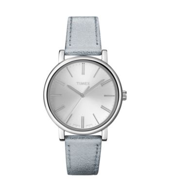 Timex® Women's Originals with Silver Classic Round Dial and Silver Metallic Leather Strap