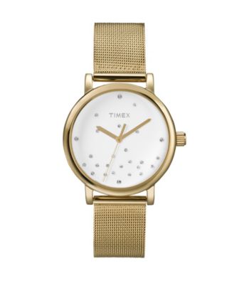 Timex® Women's Originals with White Classic Round Dial and Goldtone Mesh Band