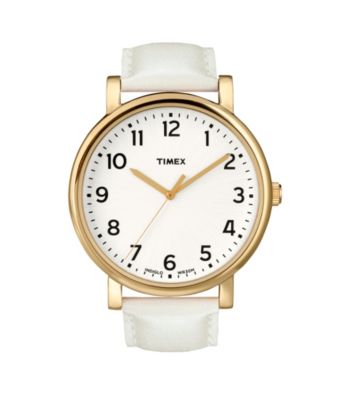 Timex® Women's Originals with White Classic Round Dial and White Leather Strap