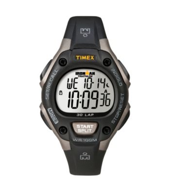 Timex® Women's Ironman Mid-Size Black/Gray 30-Lap