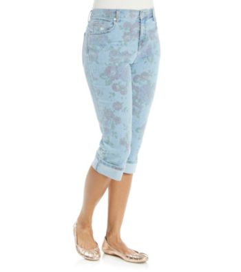 Gloria Vanderbilt® Petites' Antique Garden Print Cuffed Capri