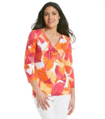 Ruby Rd.® Petites' Faux Surplice Printed Top