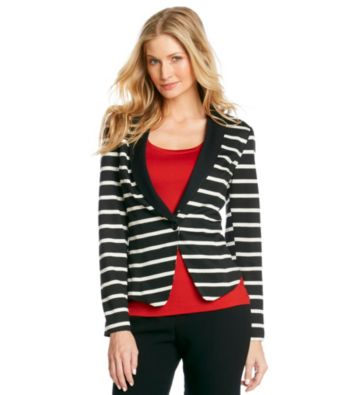 AGB® Petites' Stripe Printed Jacket