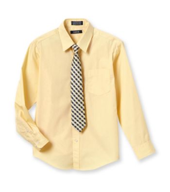 Izod® Boys' 8-20 Yellow Dress Shirt with Checked Tie