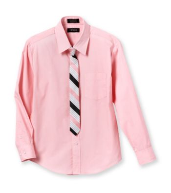Izod® Boys' 8-20 Pink Dress Shirt with Striped Tie