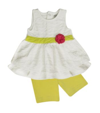 Baby Essentials® Baby Girls' White/Lime 2-pc. Sleeveless Top with Bike Shorts