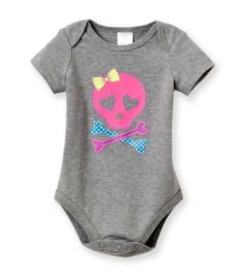 Cuddle Bear® Baby Girls' Heather Grey Neon Skull Attitude Bodysuit