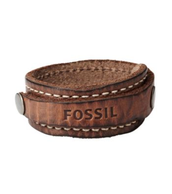 Fossil® Men's Luggage Strap Bracelet with Logo Embossing