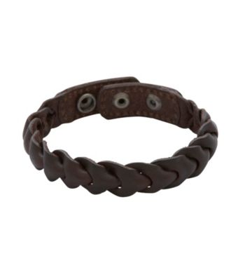 Fossil® Men's Braided Leather Strap with Adjustable Snap Closures