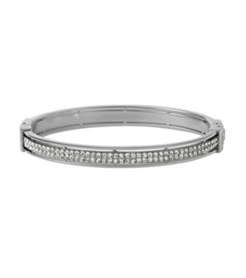 Fossil® Shiny Silvertone Bangle with Clear Glitz