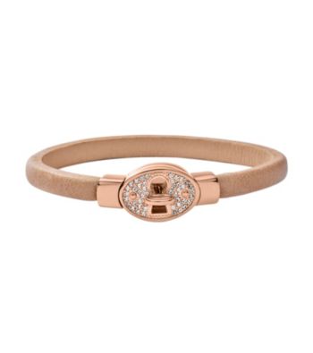 Fossil® Nude Leather Bangle with Rose Goldtone Turnlock