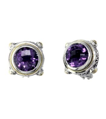 Effy® Amethyst Earrings in Sterling Silver and 18K Gold