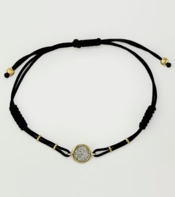 Effy® .14 CT. T.W. Diamond 14K Yellow Gold and Cord Bracelet