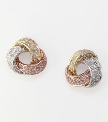 Effy® .42 CT. T.W. Diamond Love Knot Earrings in 14K Tri-Color Gold