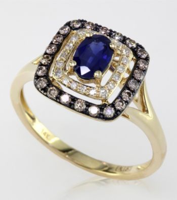 Effy® Sapphire And .31 CT. T.W. Diamond Ring in 14K Yellow Gold