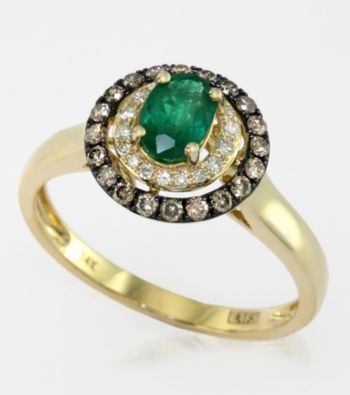 Effy® Emerald And .28 CT. T.W. Diamond Ring in 14K Yellow Gold
