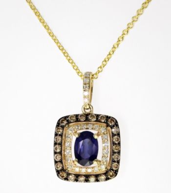 Effy® Sapphire And .33 CT. T.W. Diamond Pendant in 14K Yellow Gold